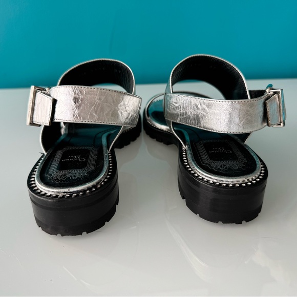 Dior silver leather sandals shoes size 37 - Picture 2 of 6